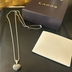 LAGOS Silver Beaded Heart Necklace